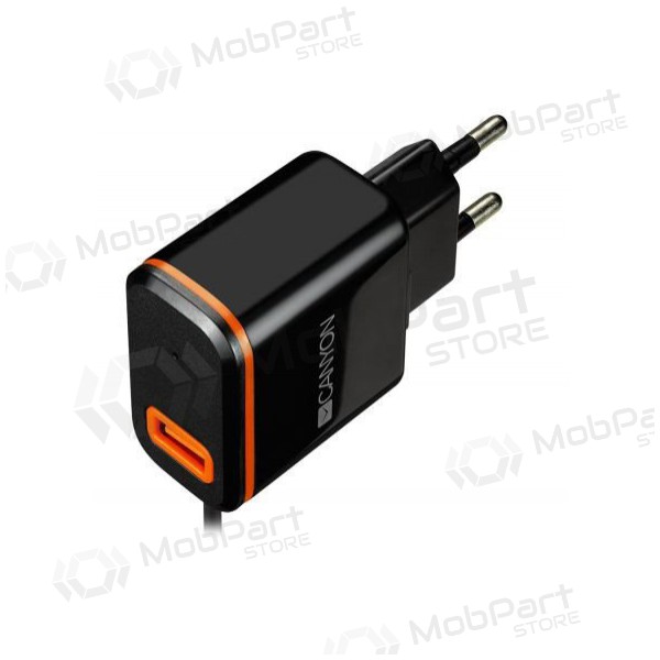 Charger CANYON CNE-CHA042 + Type-C cable (1xUSB 5V 2.1A) (black)