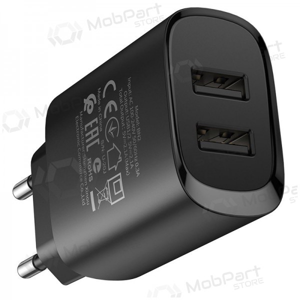 Charger Borofone BN2 2xUSB 2.1A + Lightning (black)