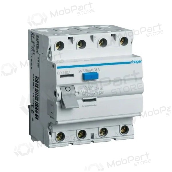 Current drain relay Hager CD440J (A, 40A, 4P, 30mA, 230V)