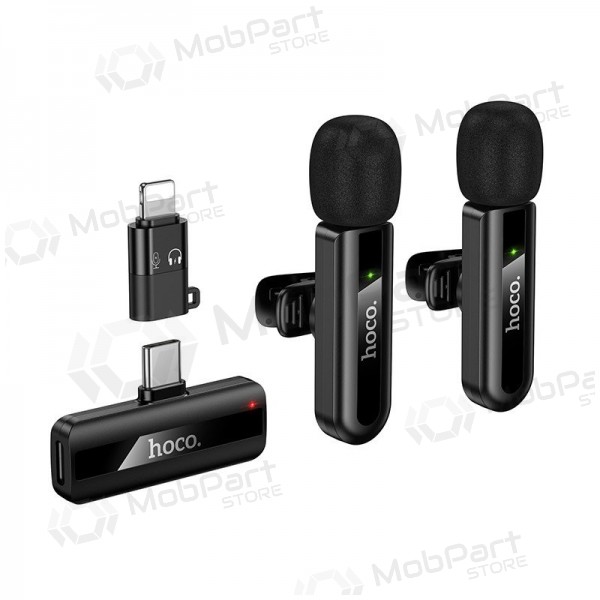 Belaidžių mikrofonų rinkinys Hoco L20A USB-C/Lightning black