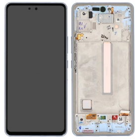 Ekranas Samsung A536 A53 5G 2022 su lietimui jautriu stikliuku and rėmeliu Awesome Blue OLED (real size)