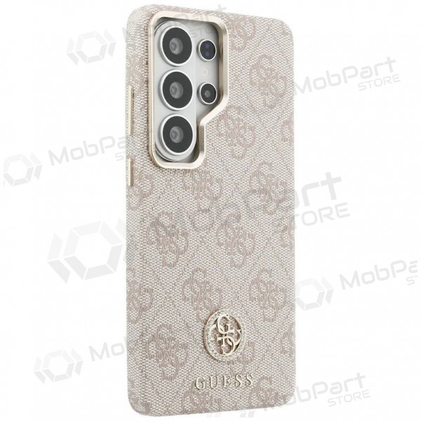 Samsung Galaxy S26 Ultra case - Guess PU Leather 4G Strass Logo Gold Frame Magnetic (pink)