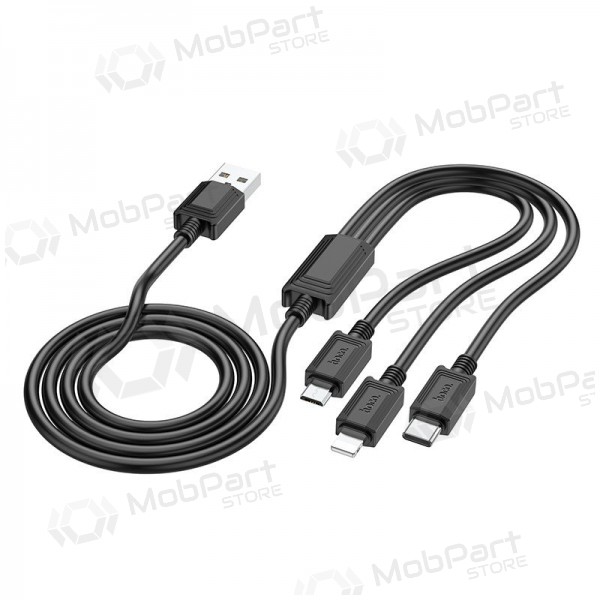 USB cable Hoco X74 3in1 microUSB-Lightning-Type-C 1.0m (black)