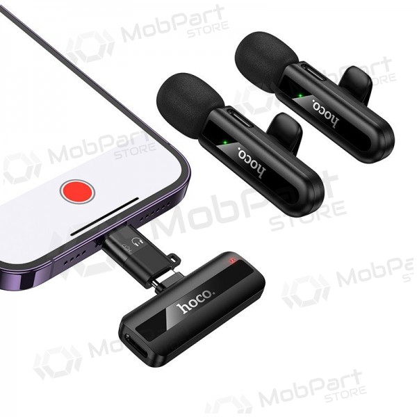 Belaidžių mikrofonų rinkinys Hoco L20A USB-C/Lightning black