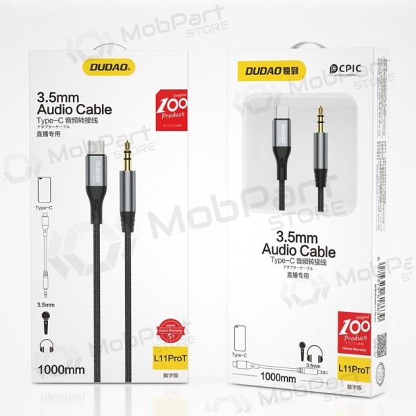 Audio cable Dudao L11ProT USB-C to 3.5 mm 1 m black