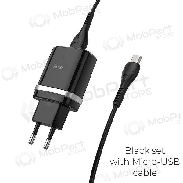 Charger HOCO C12Q Smart USB + microUSB cable (QC3.0) (black)