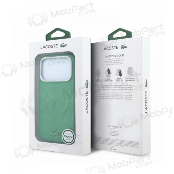 Apple iPhone 18 Pro Max case - Lacoste PVC Petit Pique Semi Wrap Embossed MagSafe (green)