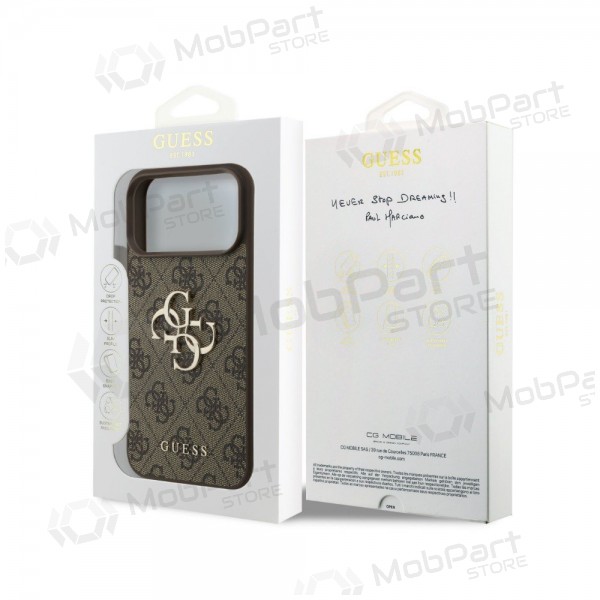 Apple iPhone 18 Pro case - Guess PU 4G Metal Logo (brown)