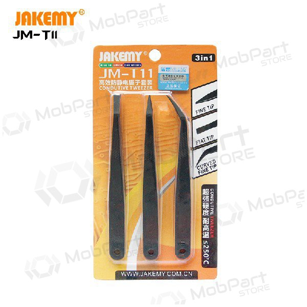 Metal antistatic tweezer Jakemy JM-T11 ESD (3pcs )