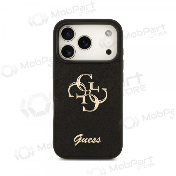 Apple iPhone 18 Pro case - Guess PU Fixed Glitter 4G Metal Logo (black)