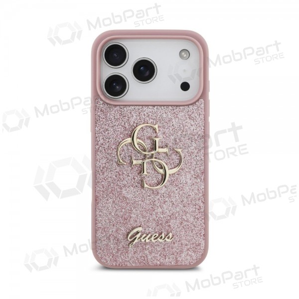 Apple iPhone 18 Pro case - Guess PU Fixed Glitter 4G Metal Logo (pink)