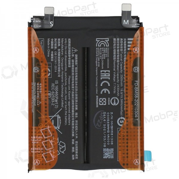 Xiaomi 11T Pro 5G battery, akumuliatorius (BM58) (original) Xiaomi 11T Pro 5G battery, akumuliatorius (BM58) (original)