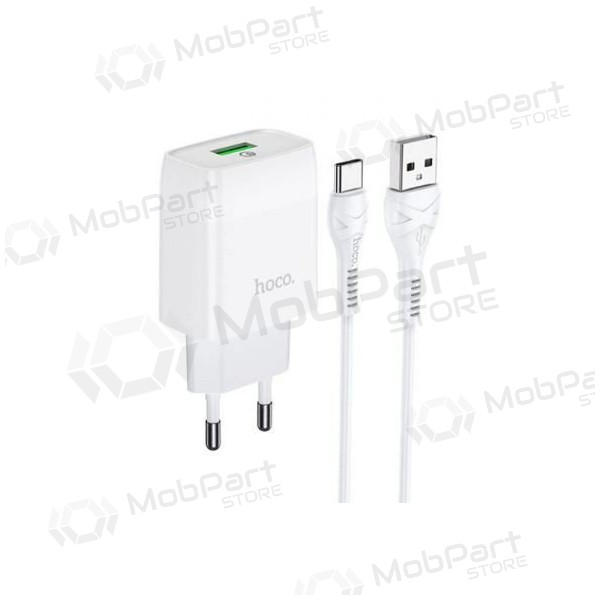 Charger HOCO C72Q Glorious + type-C cable (QC3.0) (white)