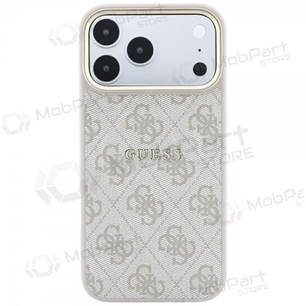 Apple iPhone 18 Pro Max case - Guess PU Leather 4G Gold Frame Embossed MagSafe (pink)