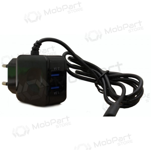 Charger F13c FastCharging x 2 USB (3.1A) + microUSB (black)