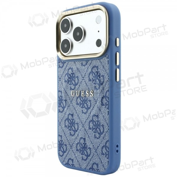 Apple iPhone 18 Pro Max case - Guess PU Leather 4G Gold Frame Embossed MagSafe (blue)