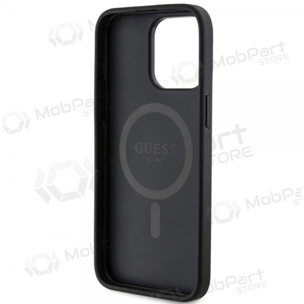 Apple iPhone 15 Pro Max case -Guess PU Leather 4G Colored Ring MagSafe- (black)