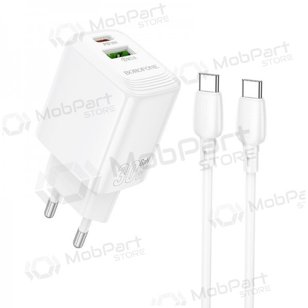 Borofone BN29 30 W USB-C + USB-A phone charger with USB-C cable 1 m white