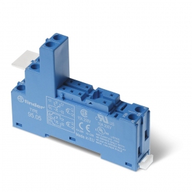 Socket with screw contacts, plastic holder for 46 series relays on DIN rail, Finder 9702SPA