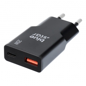 Phone charger Blue Star Slim 25 W GaN USB-C + USB-A black
