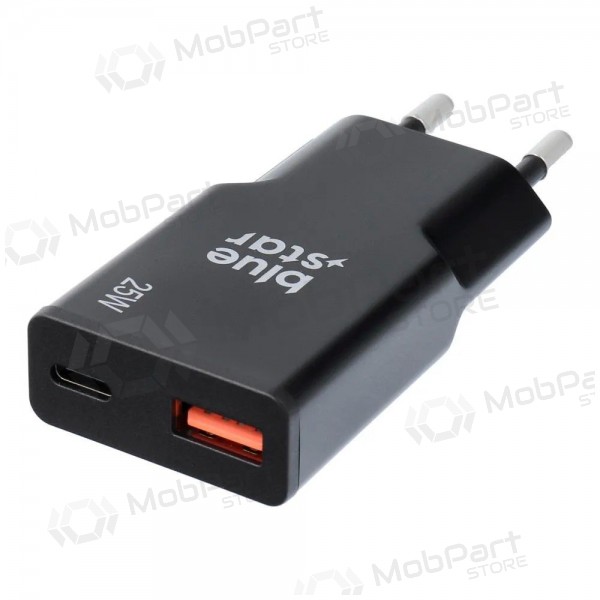 Phone charger Blue Star Slim 25 W GaN USB-C + USB-A black