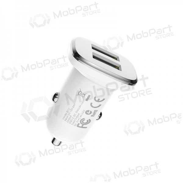 Charger automobilinis Borofone BZ12 x 2 USB (2.4A) (white)