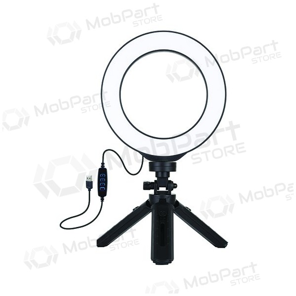 LED žiedinė lamp 16cm, su trikoju stovu 12-14.5cm, USB LED žiedinė lamp 16cm, su trikoju stovu 12-14.5cm, USB