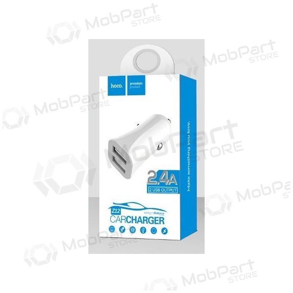 Car charger HOCO Z12 Elite Dual USB (5V 2.4A) (white)