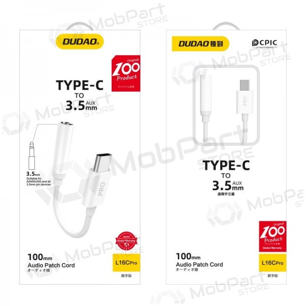 Audio adapter Dudao L16CPro USB-C to 3.5 mm white