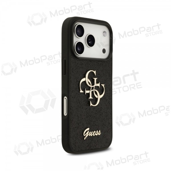 Apple iPhone 18 Pro case - Guess PU Fixed Glitter 4G Metal Logo (black)