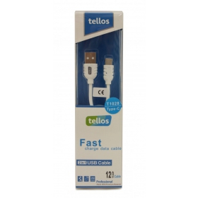 USB cable Tellos Type-C FastCharging (white) 1.2m