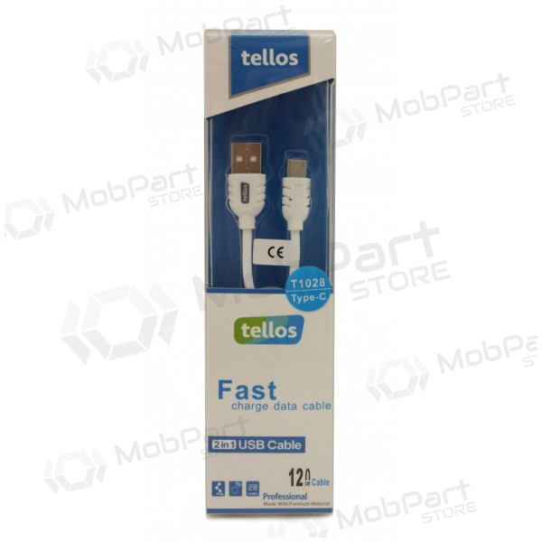 USB cable Tellos Type-C FastCharging (white) 1.2m