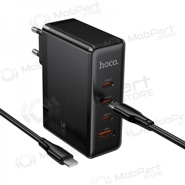 Network charger Hoco N85 100 W 3x USB-C + USB-A with USB-C cable 2 m black