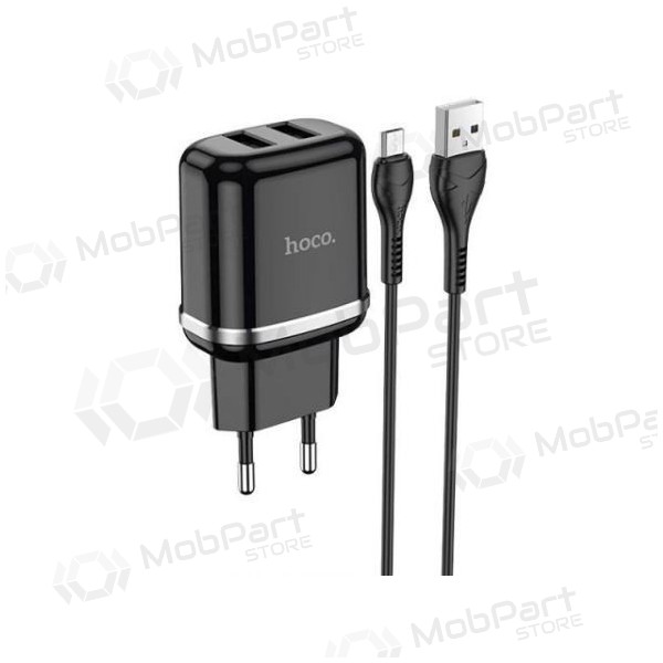 Charger HOCO N4 Aspiring Dual USB + microUSB cable (5V 2.4A) (black)