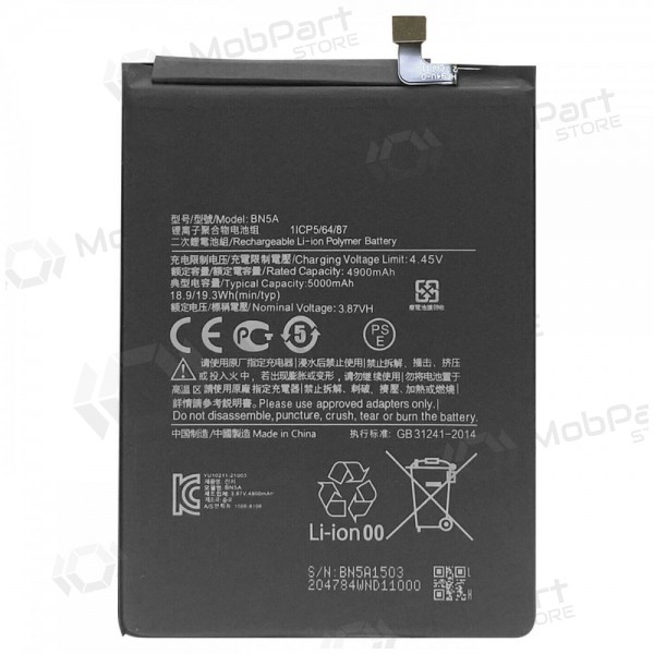 Xiaomi Redmi 10 / Redmi 10 2022 / Redmi Note 10 5G / Poco M3 Pro 5G battery, akumuliatorius (BN5A) Xiaomi Redmi 10 / Redmi 10 2022 / Redmi Note 10 5G / Poco M3 Pro 5G battery, akumuliatorius (BN5A)