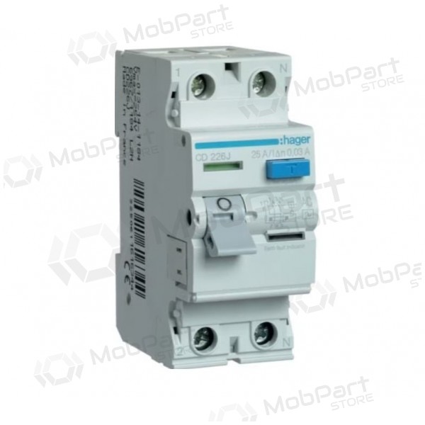 Current drain relay Hager CD226J (AC, 25A, 2P, 30mA, 230V)