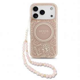 Apple iPhone 18 Pro case - Guess IML Flowers Allover Strap MagSafe