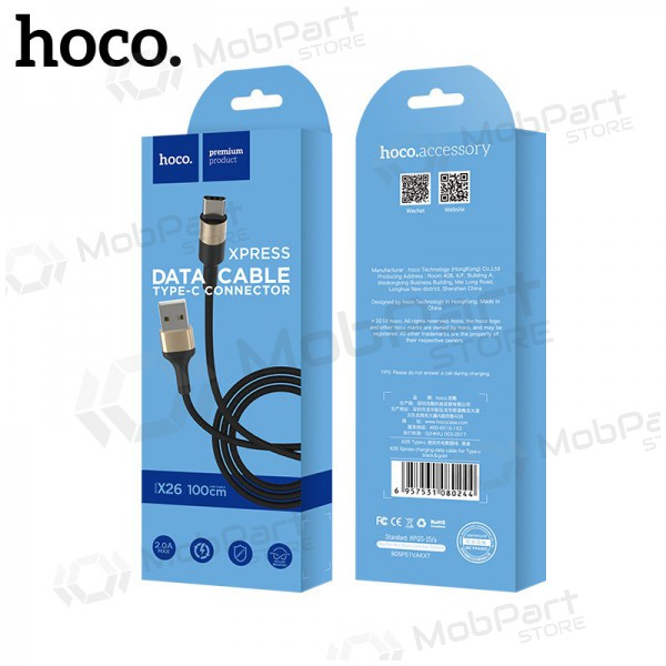 USB cable Hoco X26 Type-C 1.0m (black / gold)
