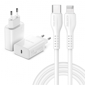 Charger Dux Ducis C60-PD 20W + Type-C-Lightning (white)
