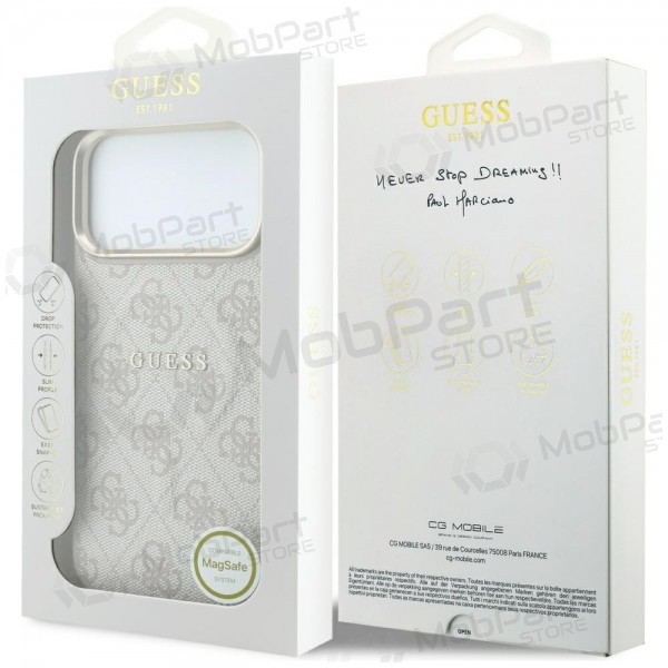 Apple iPhone 18 Pro case - Guess PU Leather 4G Gold Frame Embossed MagSafe (pink)