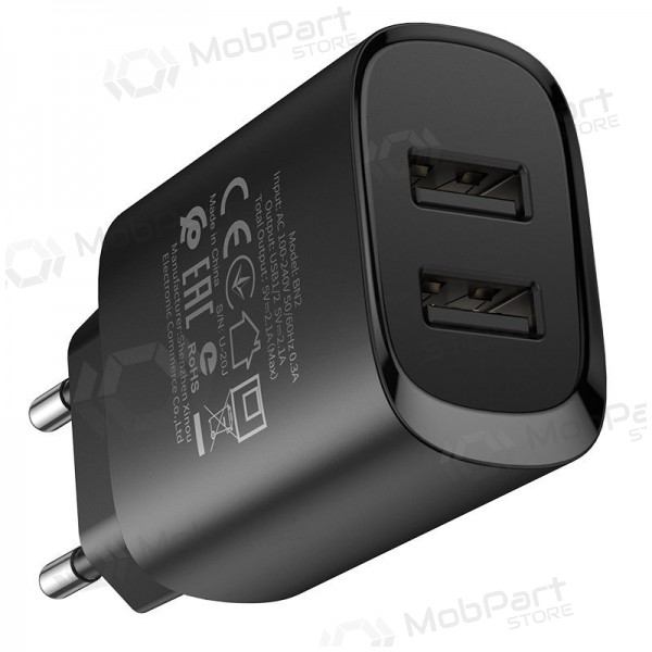 Charger Borofone BN2 2xUSB 2.1A + USB Type-C (black)
