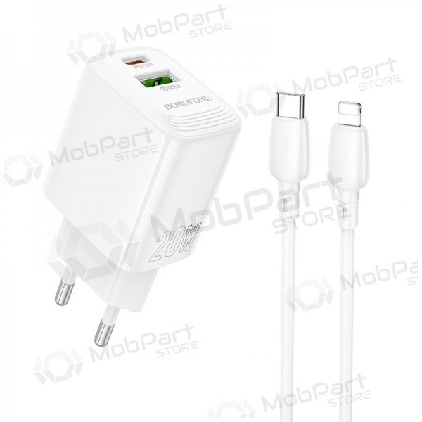Phone charger Borofone BN27 20 W USB-C + USB-A with Lightning cable 1 m white