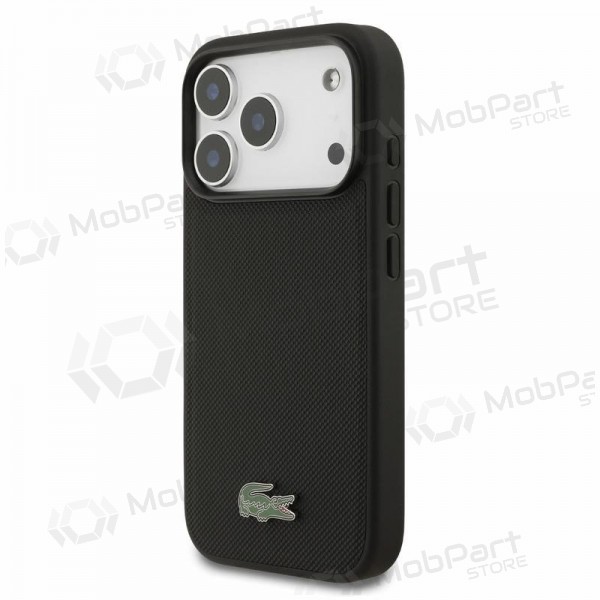 Apple iPhone 18 Pro case - Lacoste PVC Iconic Petit Pique Metal Logo MagSafe (black)