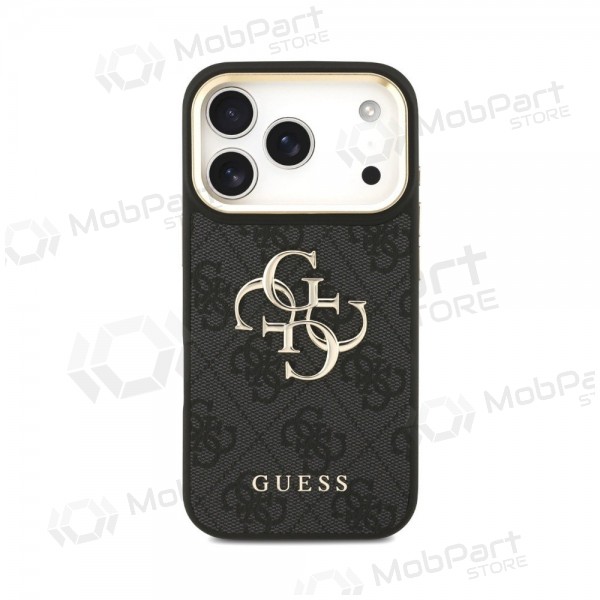 Apple iPhone 18 Pro Max case - Guess PU Leather 4G Metal Logo Gold Frame (black)