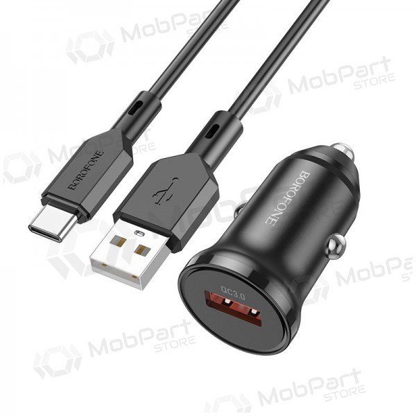 Charger automobilinis Borofone BZ18 Quick Charge 3.0 18W + Type-C (black)