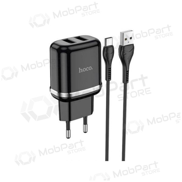 Charger HOCO N4 Aspiring Dual USB + type-C cable (5V 2.4A) (black)