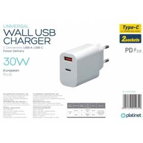 Platinet QuickCharge Type-C+USB 2.4A (30W) charger