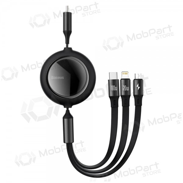 USB cable Baseus Bright Mirror Type-C - microUSB+Lightning+Type-C 100W 1.2m (black) CAMLC-AMJ01