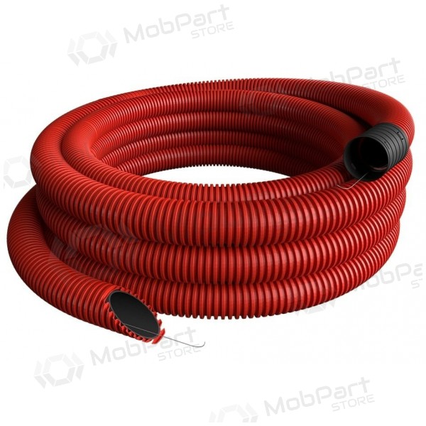 Red corrugated pipe D160/d135 with wire (halogen free, 50m) Pipelife 