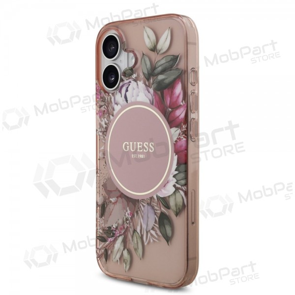 Apple iPhone 17 case - Guess IML Flowers Strap MagSafe (pink)